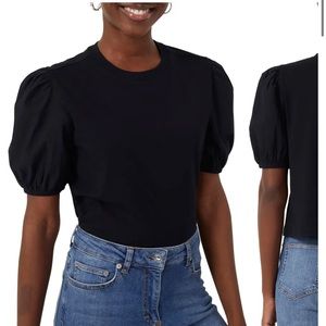 French Connection Puff Sleeve Top Black S